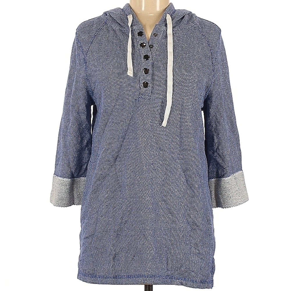 #18 Blue Hooded Tunic with White Accents